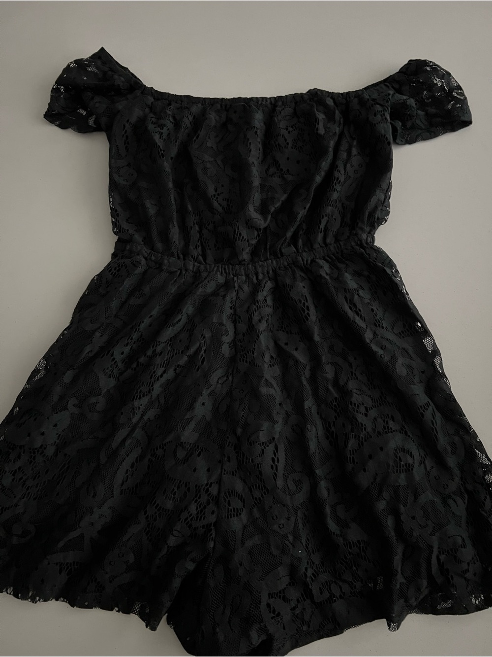 LF NWT Black Off-Shoulder Lace romper summer resort vacation